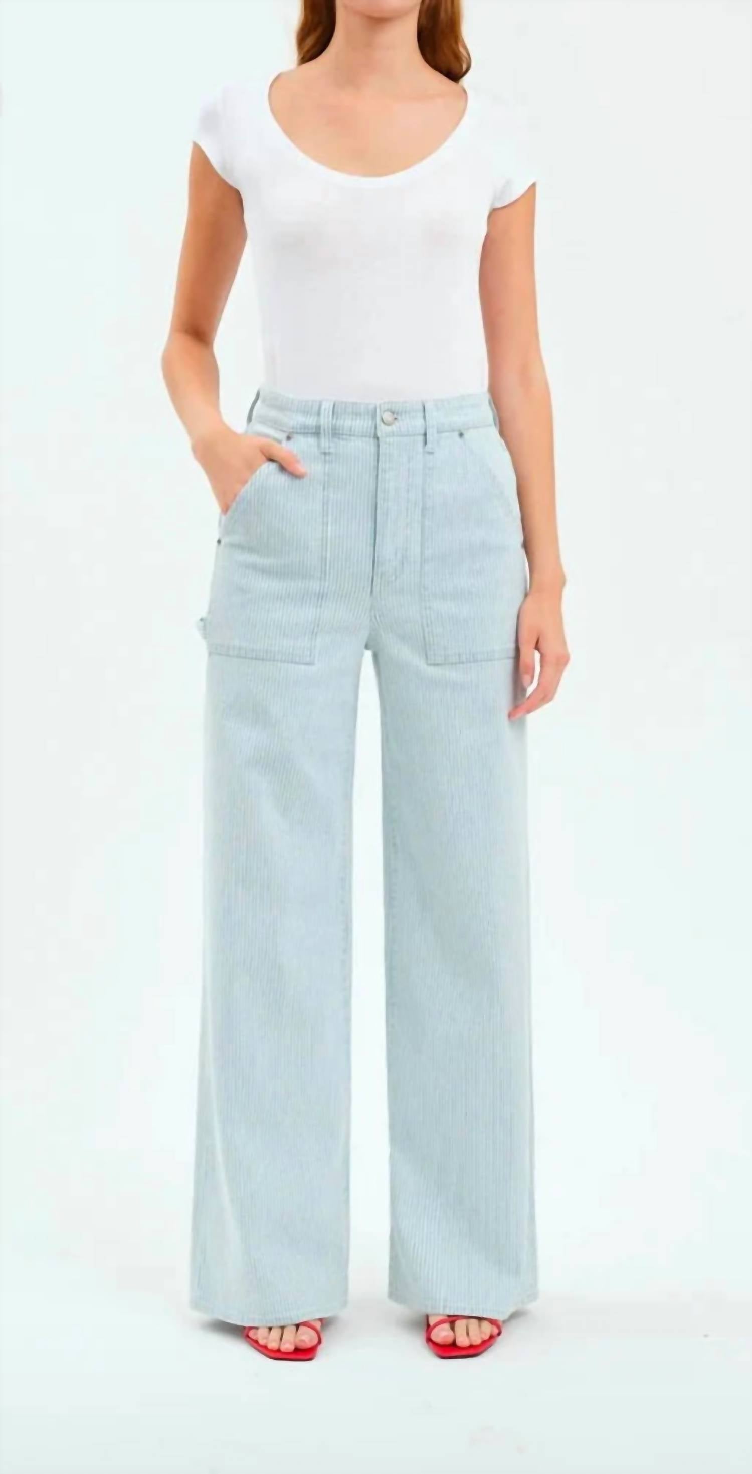 DAZE Far Out Utility Jeans in blue bell stripe 1 - women's pants
