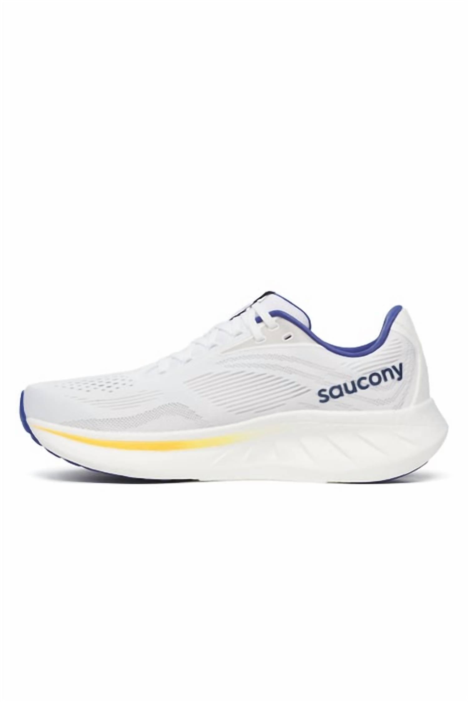 SAUCONY Men's Ride 18 Running Shoes in white azurite - men's shoe