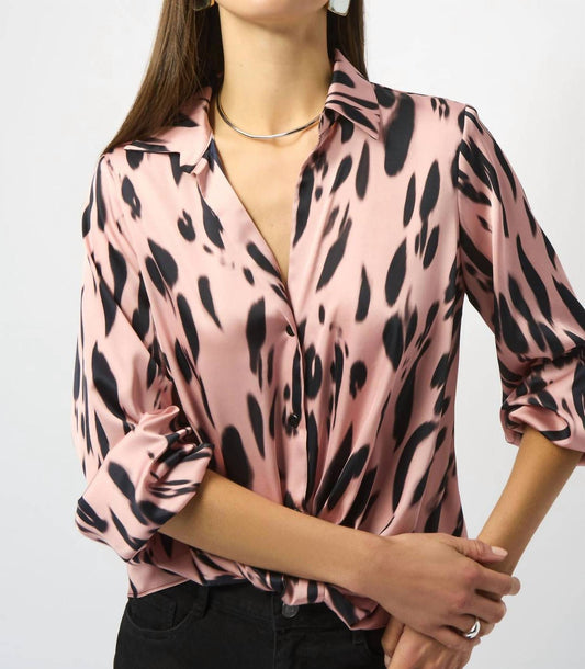 Joseph Ribkoff - Satin Animal Print Draped Top