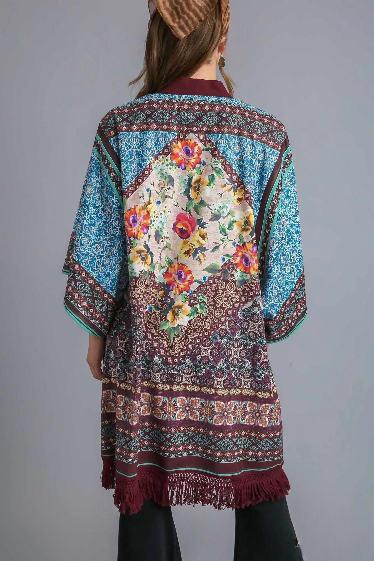 Umgee - Mix Kimono With Fringe