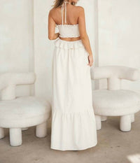 Endless Blu. - Cut-out Ruffled Maxi Halter Dress
