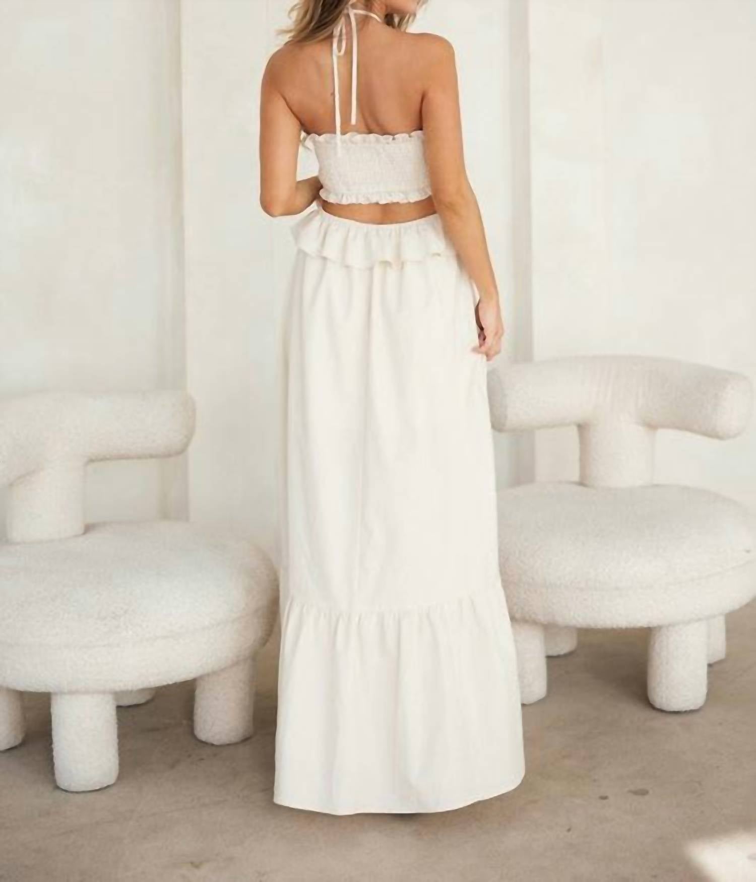 Endless Blu. - Cut-out Ruffled Maxi Halter Dress