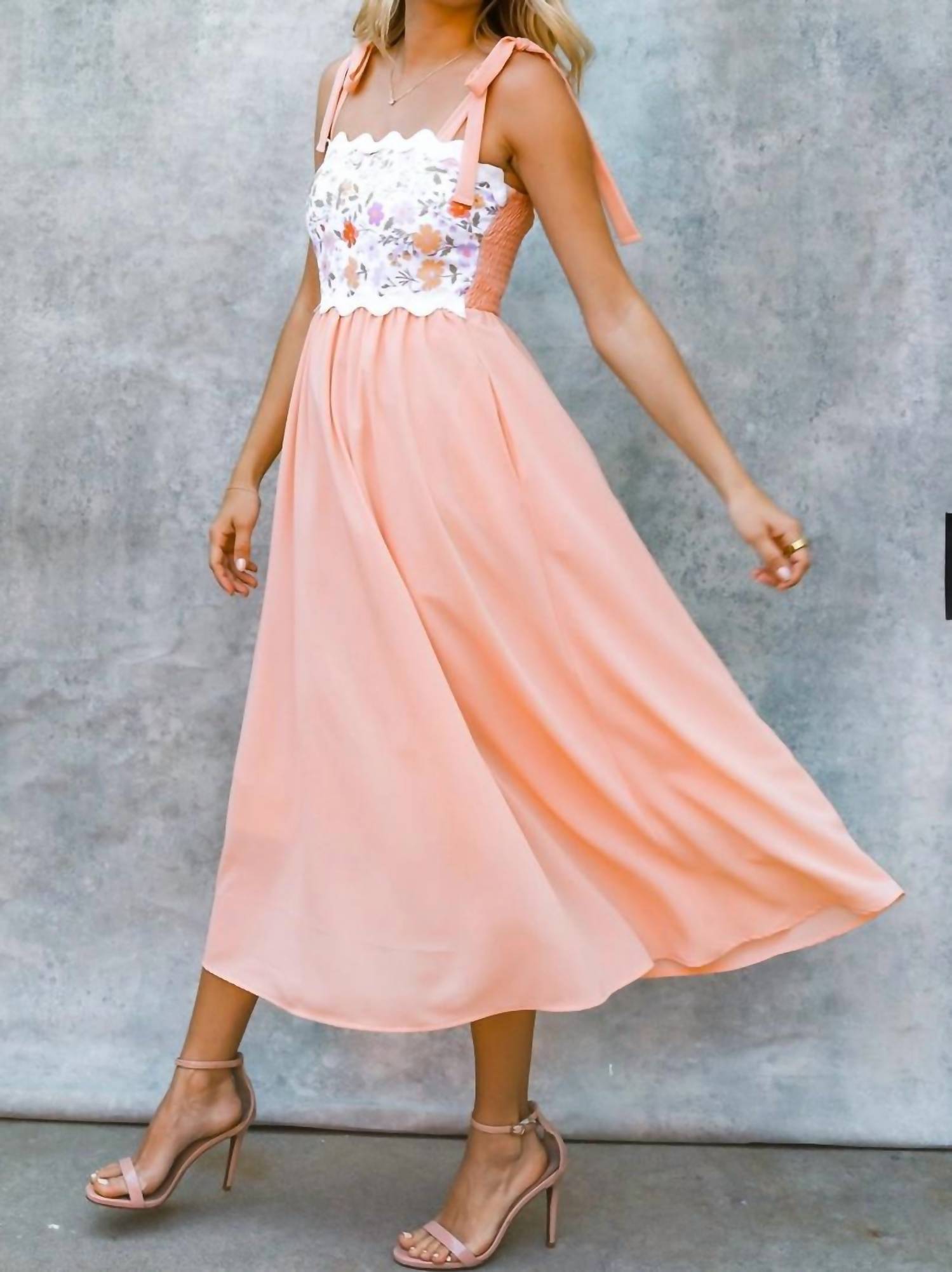 Kori - Ric Rac Floral Midi Dress