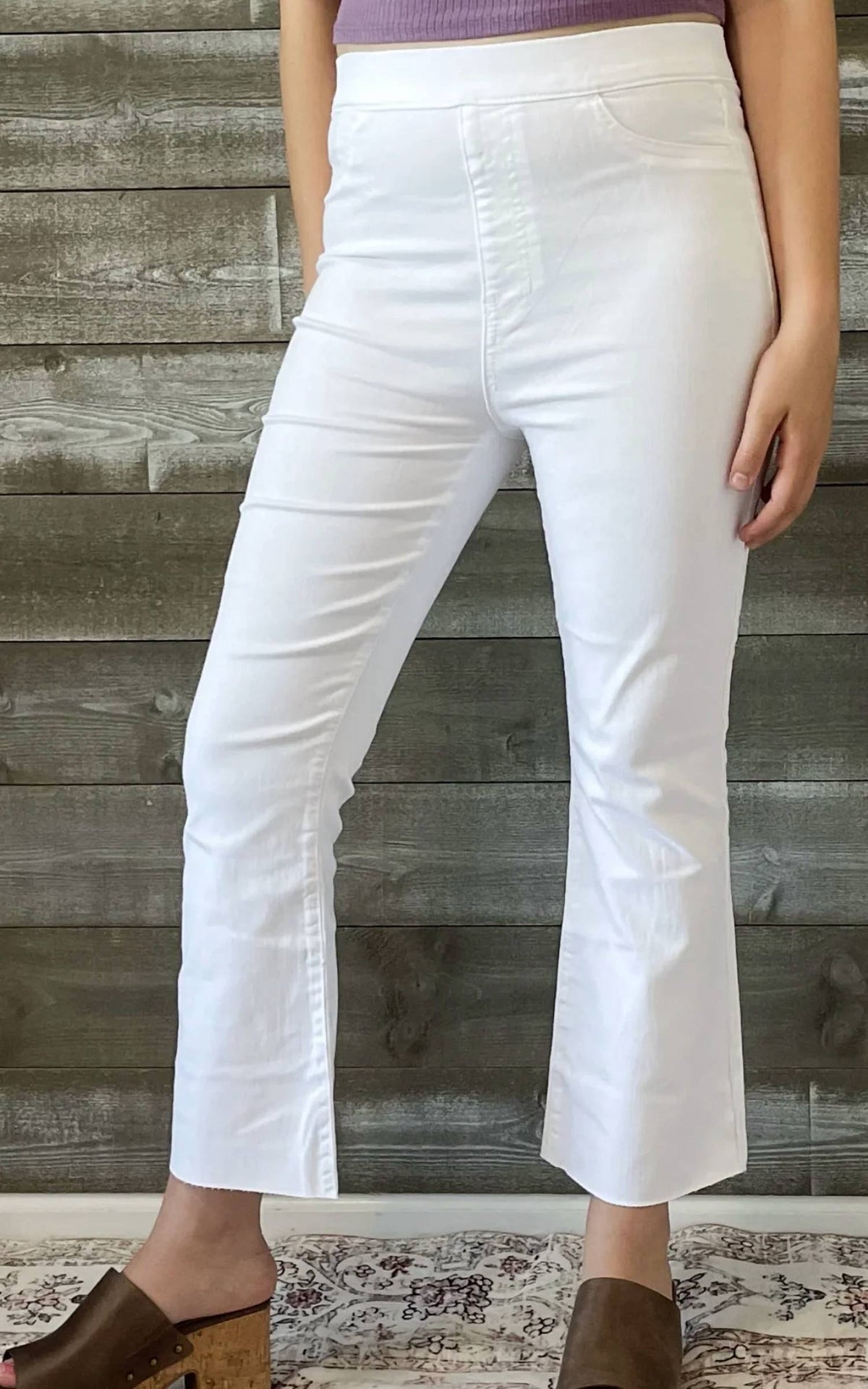 Cello - High Rise Pull On Cropped Flare Jeans