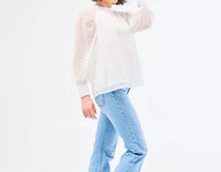 Mary Square - Sheer Sleeve Textured Top