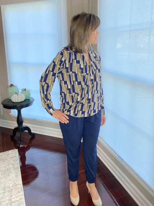 Ariella - Surplice Geometric Top