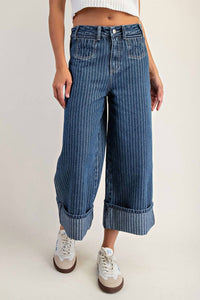 Ee:Some - Harbor Stripe Wide Leg Jeans
