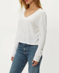 Michael Stars - Brea Cropped Long Sleeve V-neck Tee