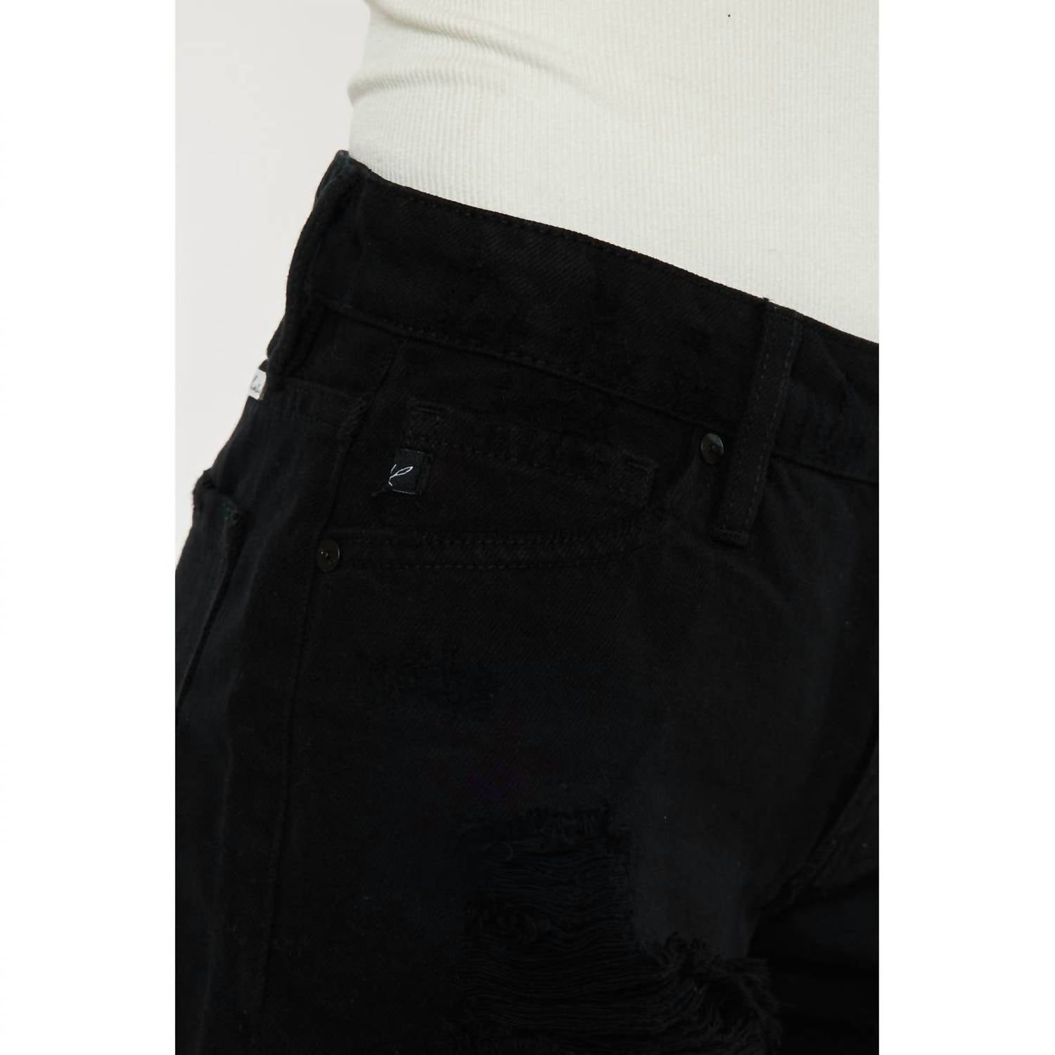 KanCan Denim Mid Rise With Rigid Ends Short in black - women's shorts - view 9