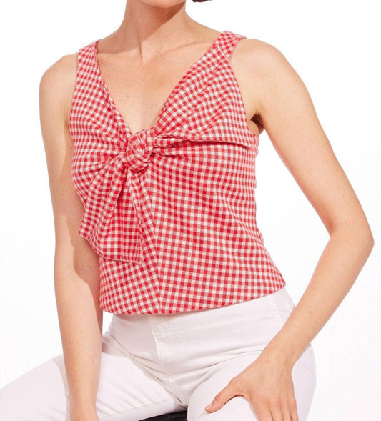 Eva Franco - Gingham Plaid Bow Top