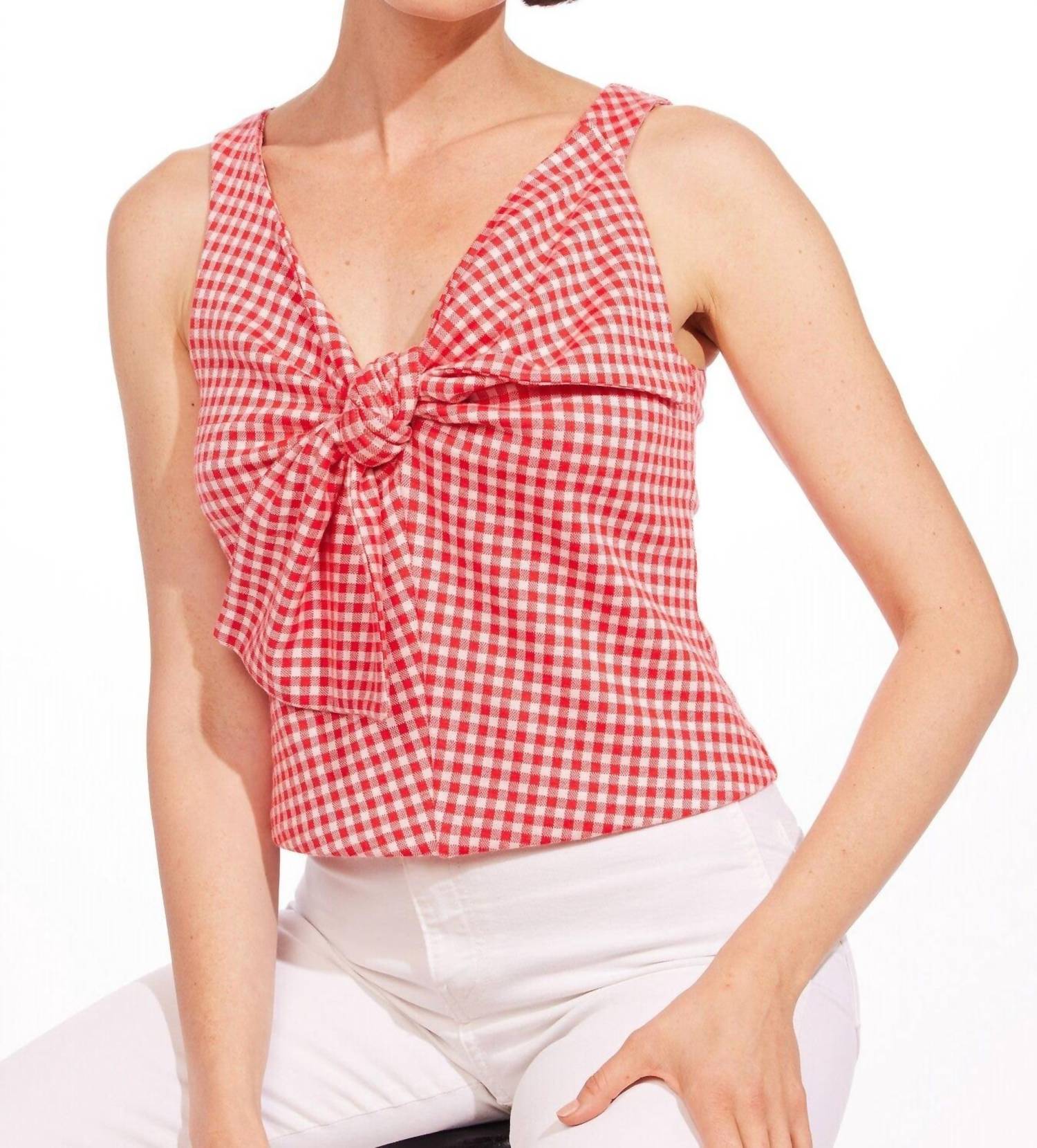 Eva Franco - Gingham Plaid Bow Top