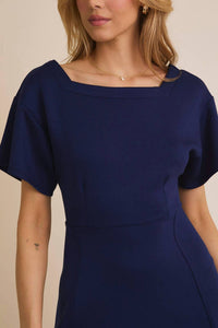 Gilli - Serenity Square Neckline Short Sleeve Flare Skirt Dress