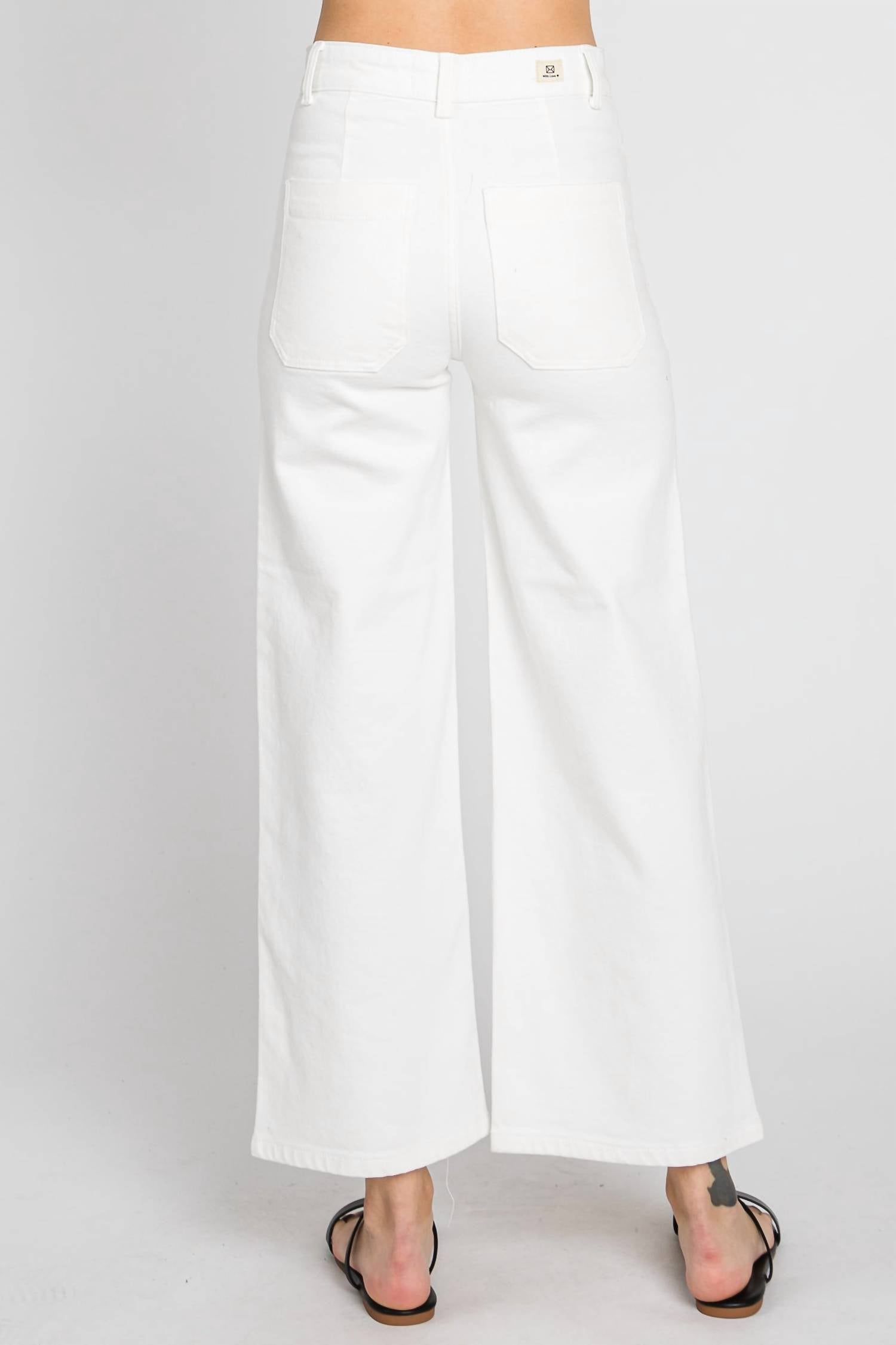 Letter To Juliet - A-line Patch Pocket Wide Leg Pants