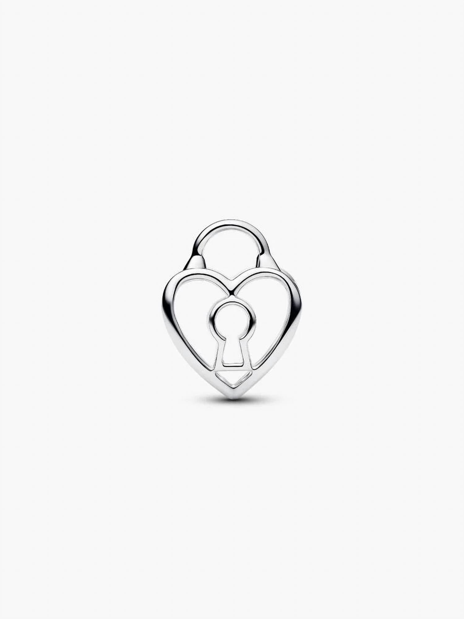 Pandora Openwork Heart Padlock Charm in silver - women's jewelry - view 4