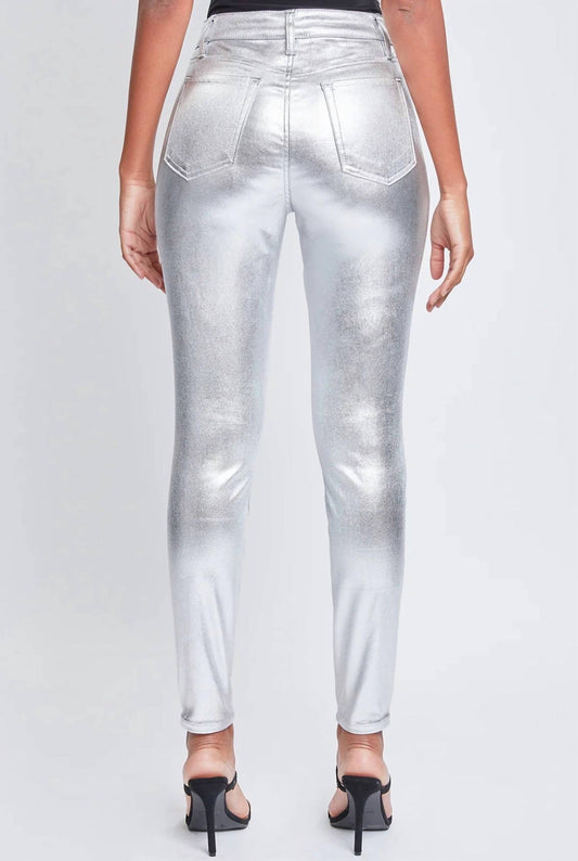 Ymi - High Rise Metallic Skinny Jeans