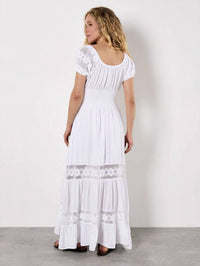 Apricot - Floral Lace Milkmaid Maxi Dress