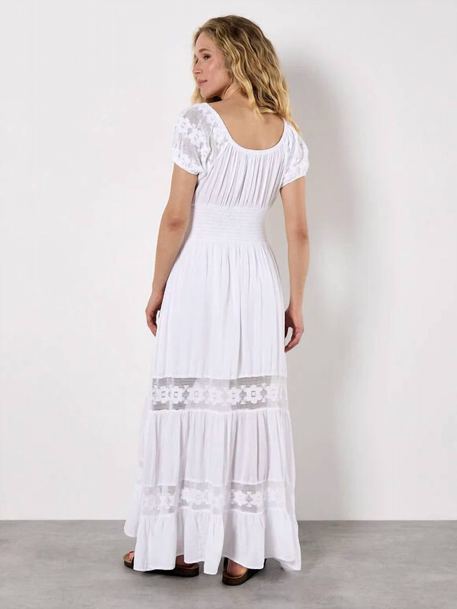 Apricot - Floral Lace Milkmaid Maxi Dress