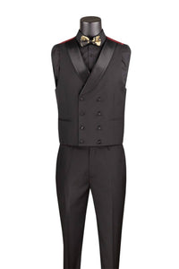 Vinci Philosophy Men's Fit 3 Piece Suit With Bow Tie in black - men's jacket - alternate view