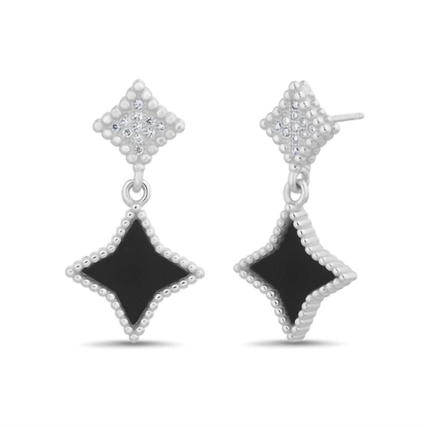 Allyanna Gifts - Women's Cubic Zirconia Enamel Diamond Shape Dangling Earrings
