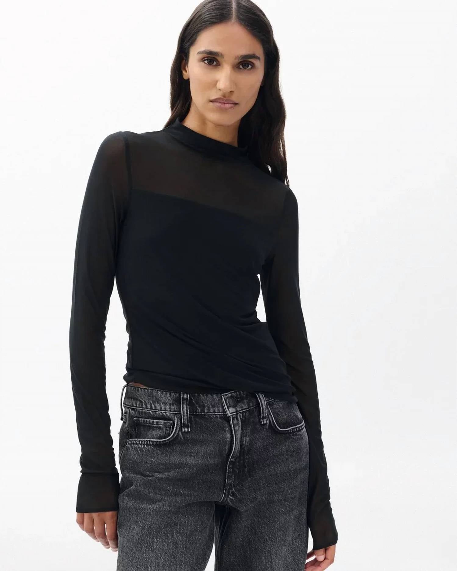 Rag & Bone - Luca Mixed-media Mockneck Top