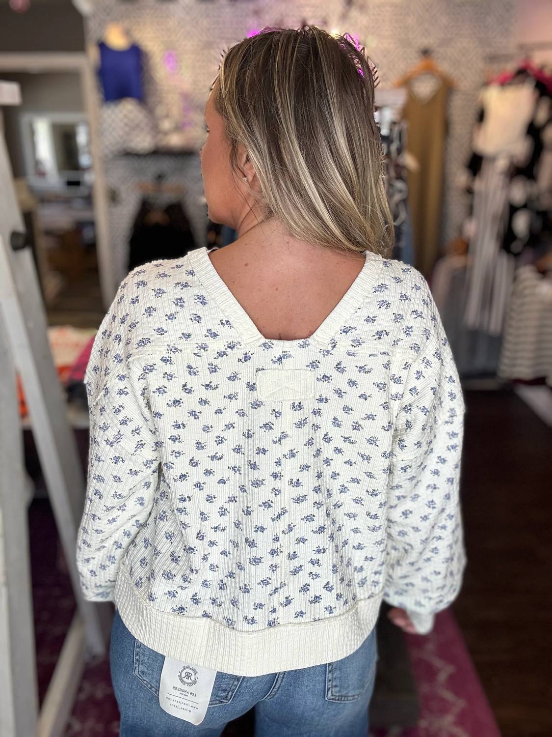 Very J - Oversized Floral Printed Casual Knit Top