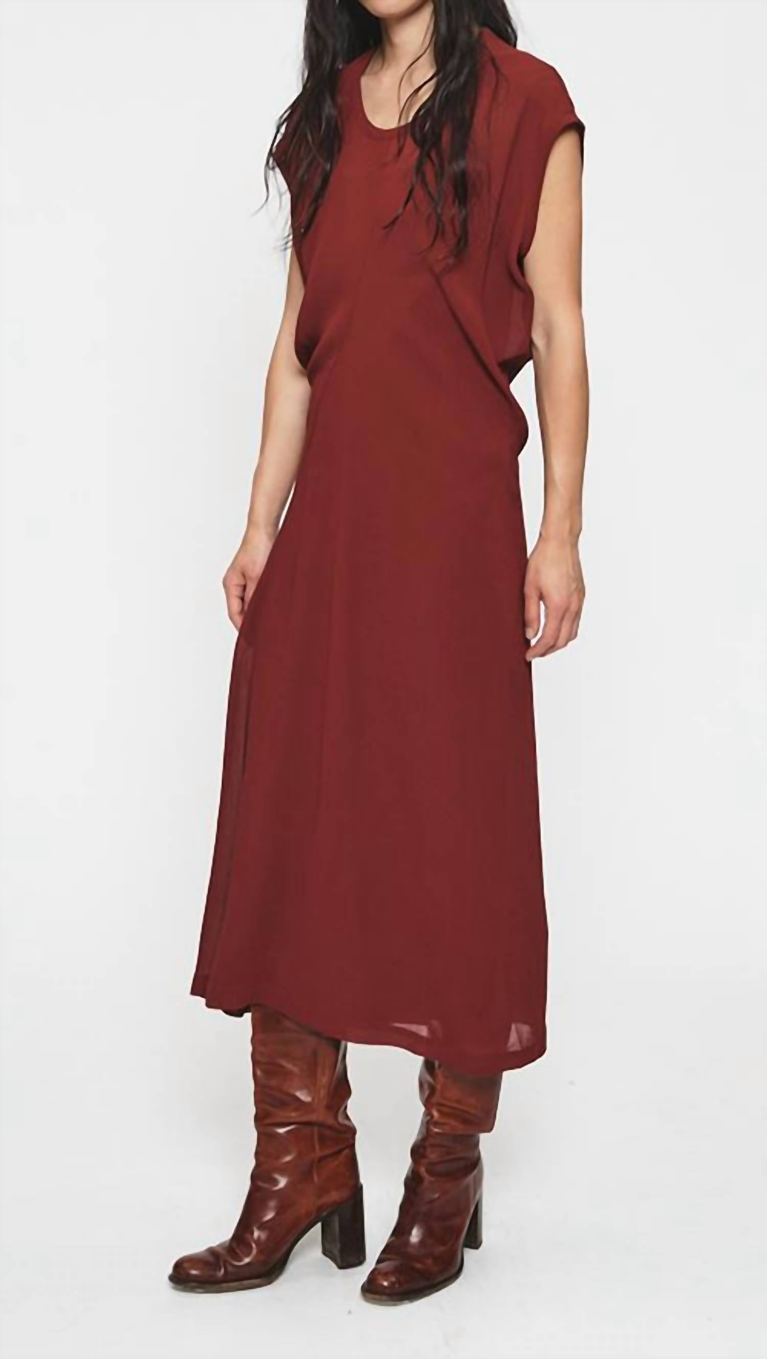 6397 S-curve Dress in bordeaux - women's dress - detail view