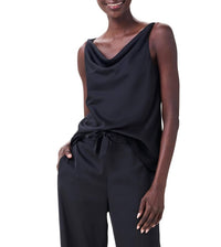 Nic + Zoe Crepe Drape Tank Top in black - women's tank top