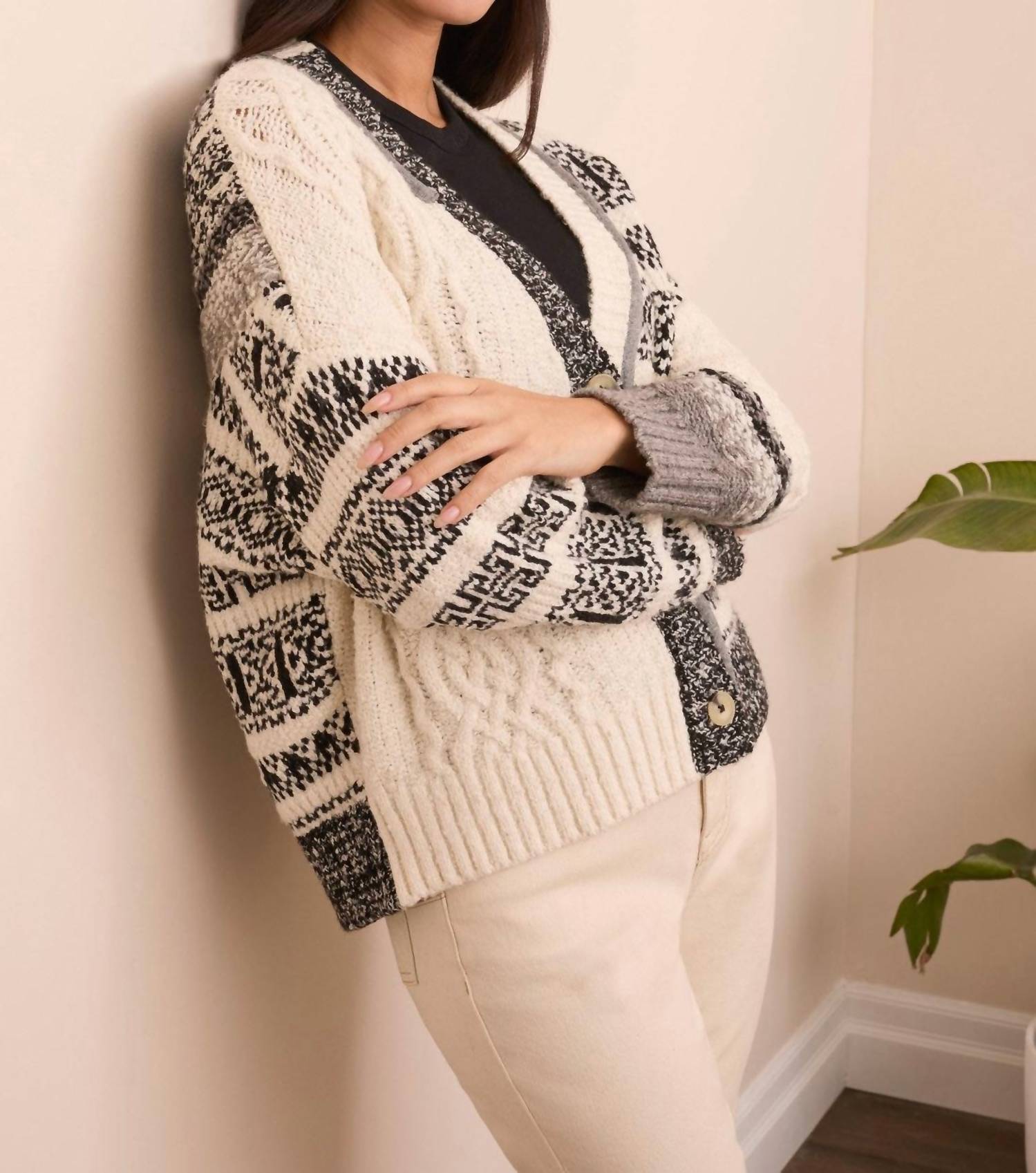 Tribal - Soft Multi Stitch Button-front V-neck Cardigan