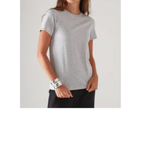 Patrick Assaraf Short Sleeve Iconic Fitted Crew Top in ghost - women's t-shirt - alternate view