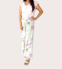 TEMPO PARIS Printed Wide Leg Pant in beige - women's pants