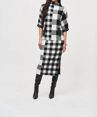 Joseph Ribkoff - Plaid Jacquard Knit Skirt