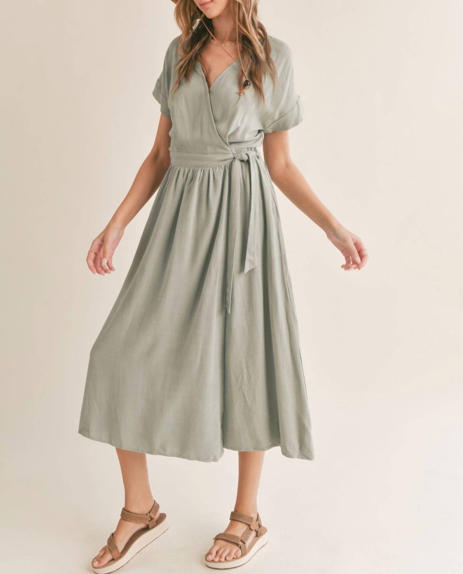 Sadie & Sage - Botanical Wrap Midi Dress