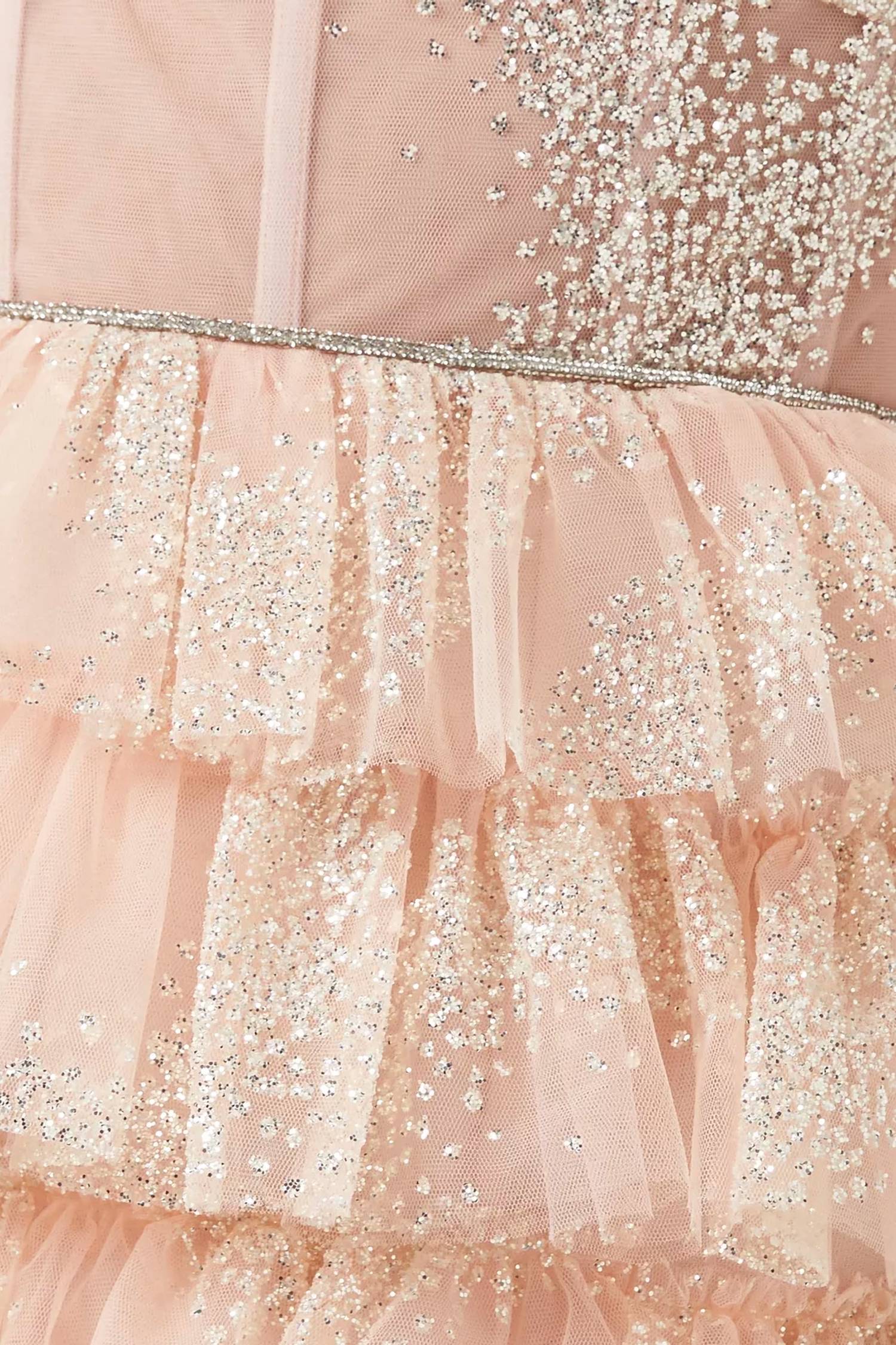 Tarik Ediz Cielo Glitter Tiered Gown in pink - women's dress - view 4