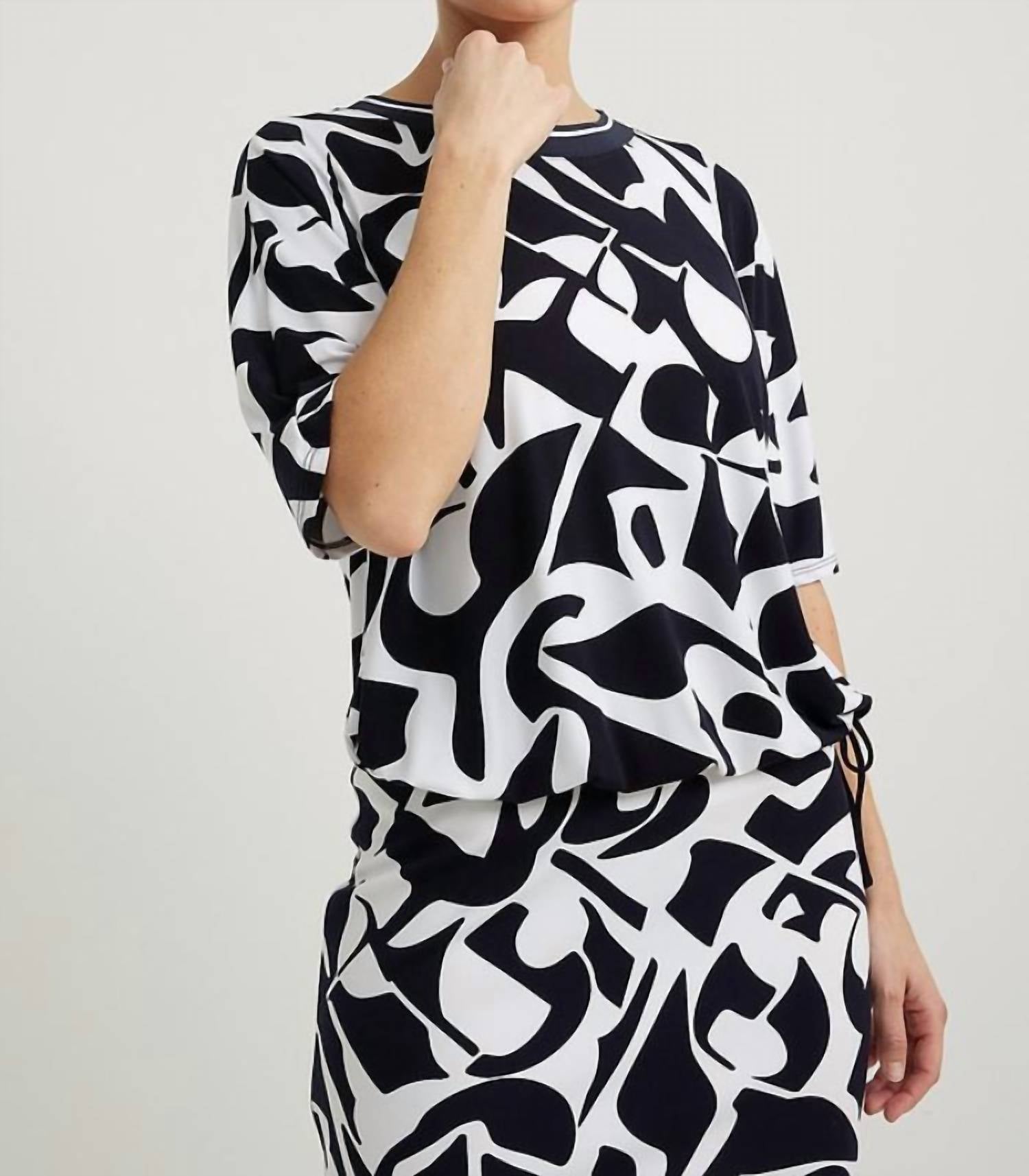 Abstract Drawstring Top