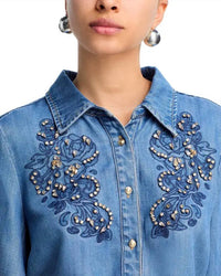 Cinq A Sept - Juliette Rhinestone-Embellished Embroidered Top