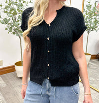 Blu Pepper - Short Sleeve Button Sweater