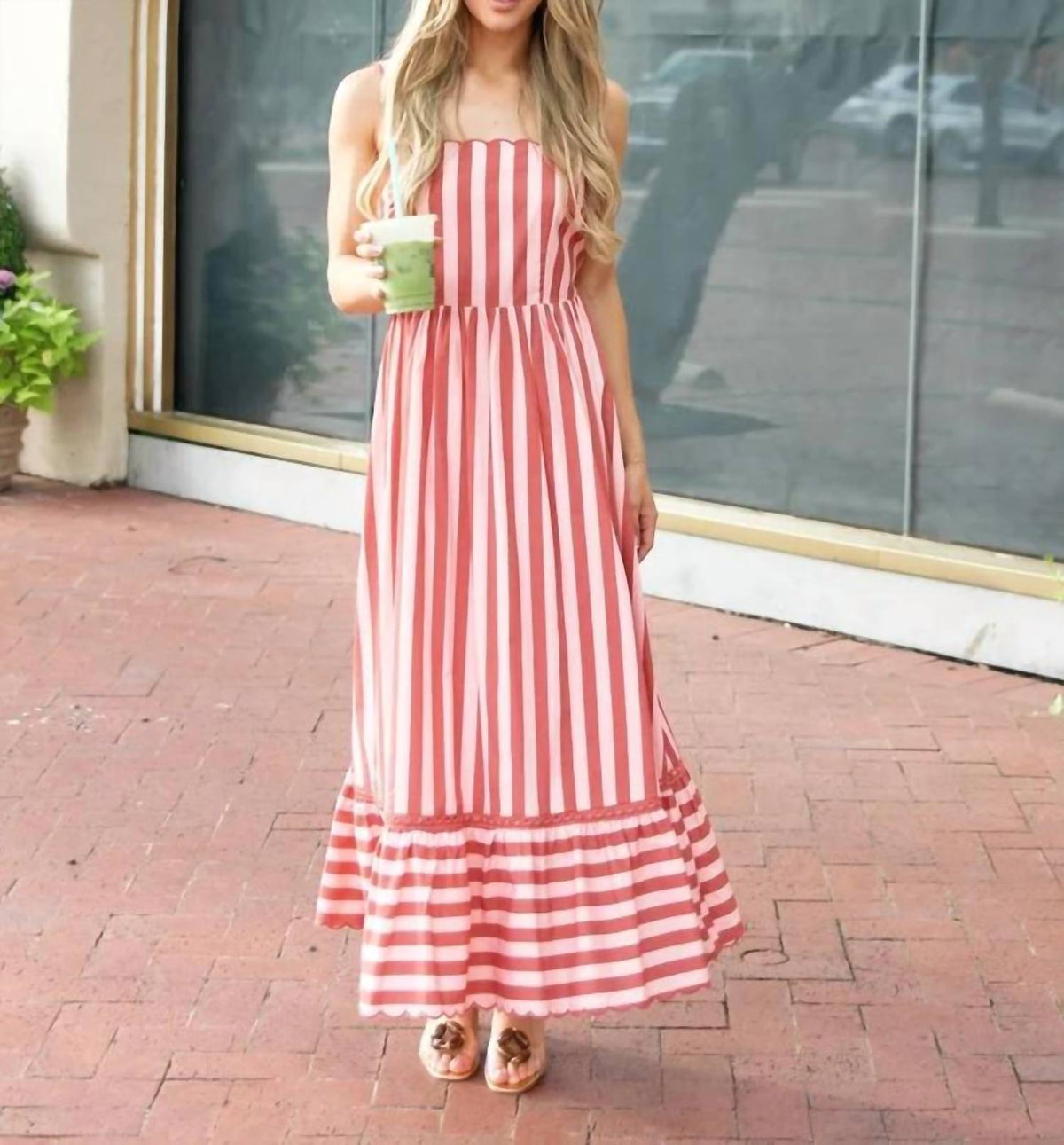 Karlie - Stripe Tie Back Cami Maxi Dress