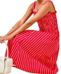 Day + Moon - Smocked Striped Midi Dress