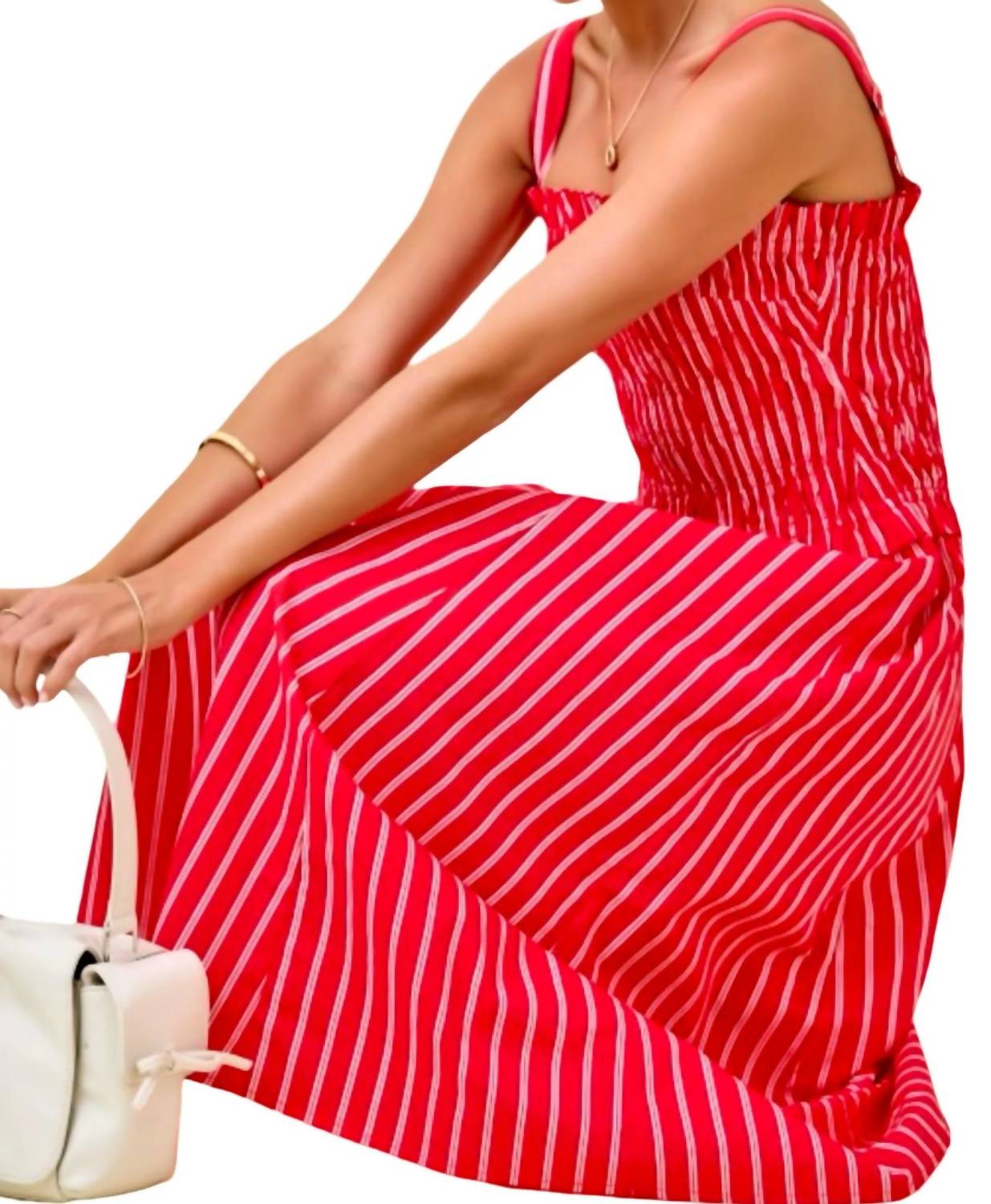 Day + Moon - Smocked Striped Midi Dress