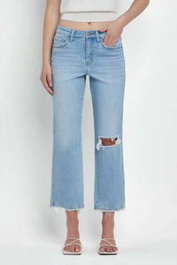 Lovervet - High Rise Straight Leg Distressed Jeans