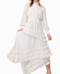 ELLIATT Maelis Long Sheer Balloon Sleeves Gown in ivory - women's dress - view 4