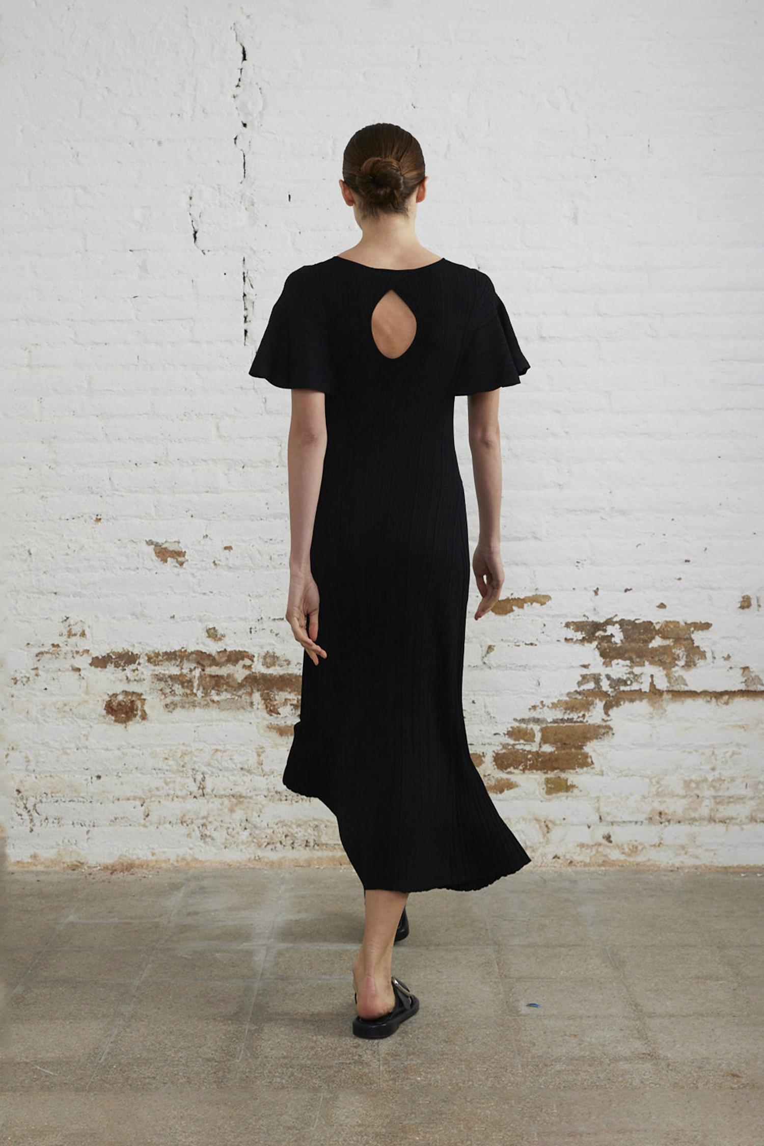 SITA MURT Rib Knit Long Midi Dress in black - women's dress - detail view