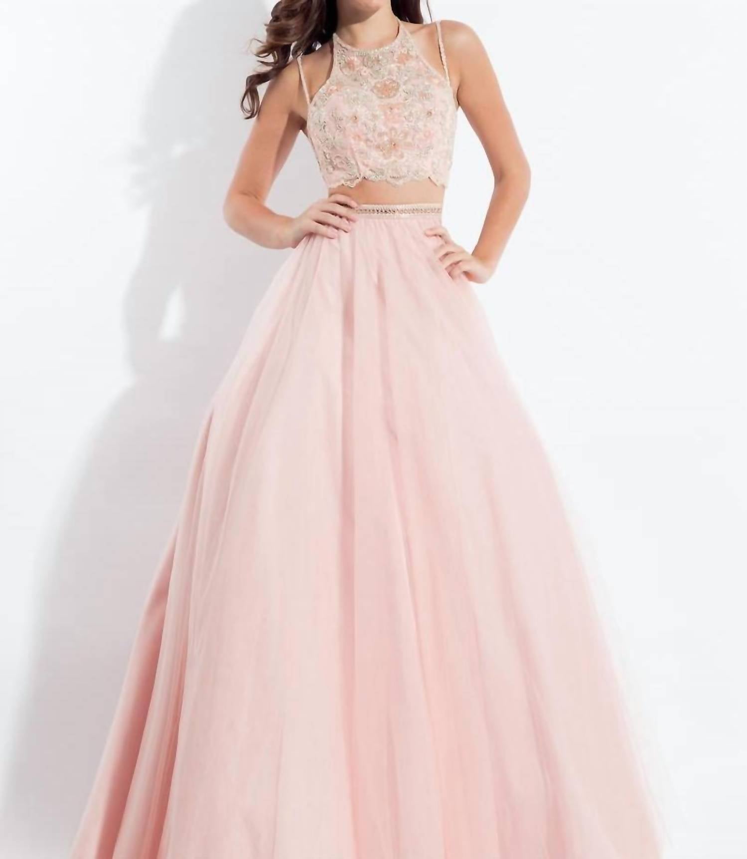 Rachel Allan - Two-piece Strappy Tulle Prom Dress