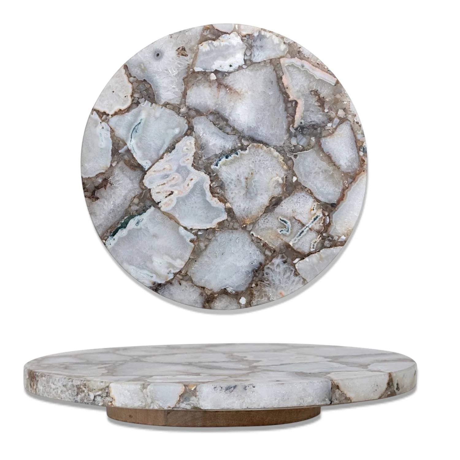 Creative Co-Op - Natural Agate Lazy Susan with Mango Wood Base