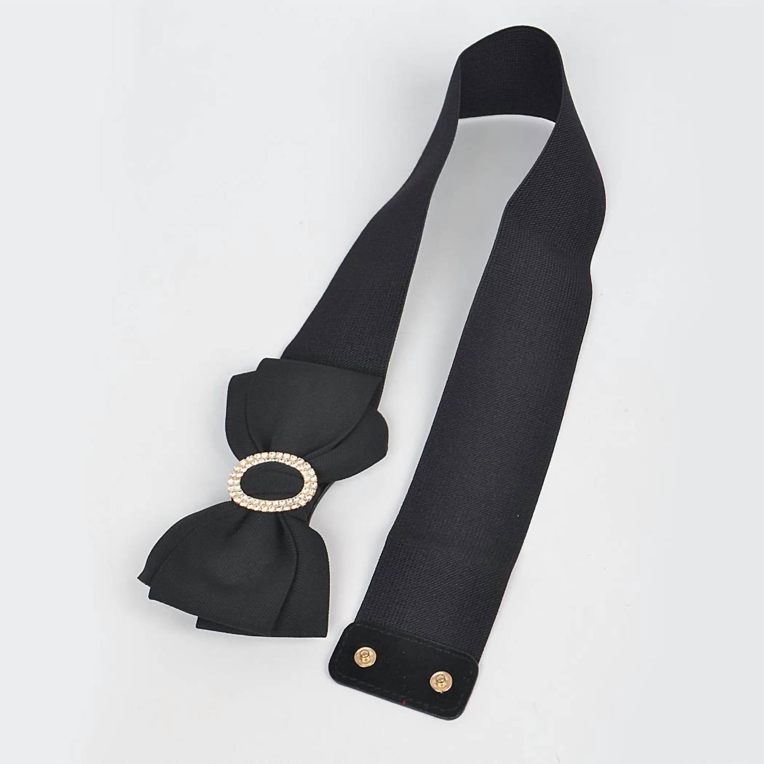3Am By H&D Accessories - Women's Rhinestone Bow Buckle Stretch Belt