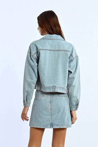 Lili Sidonio - Rhinestone Straight Cut Jean Jacket