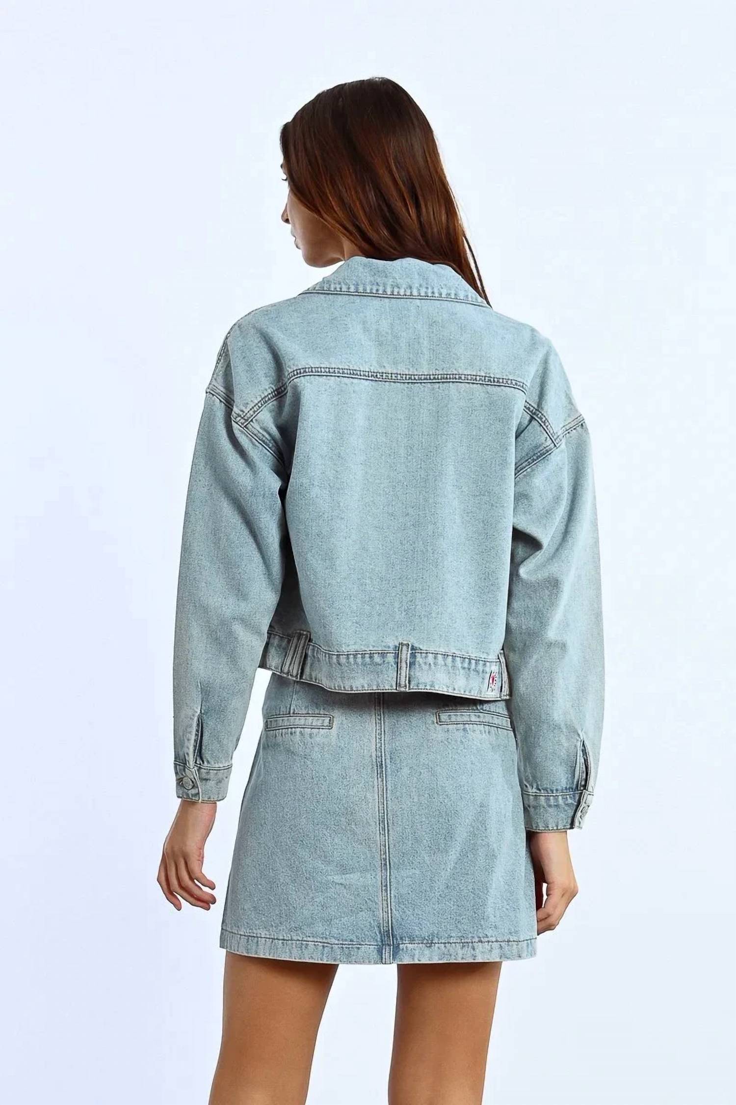 Lili Sidonio - Rhinestone Straight Cut Jean Jacket