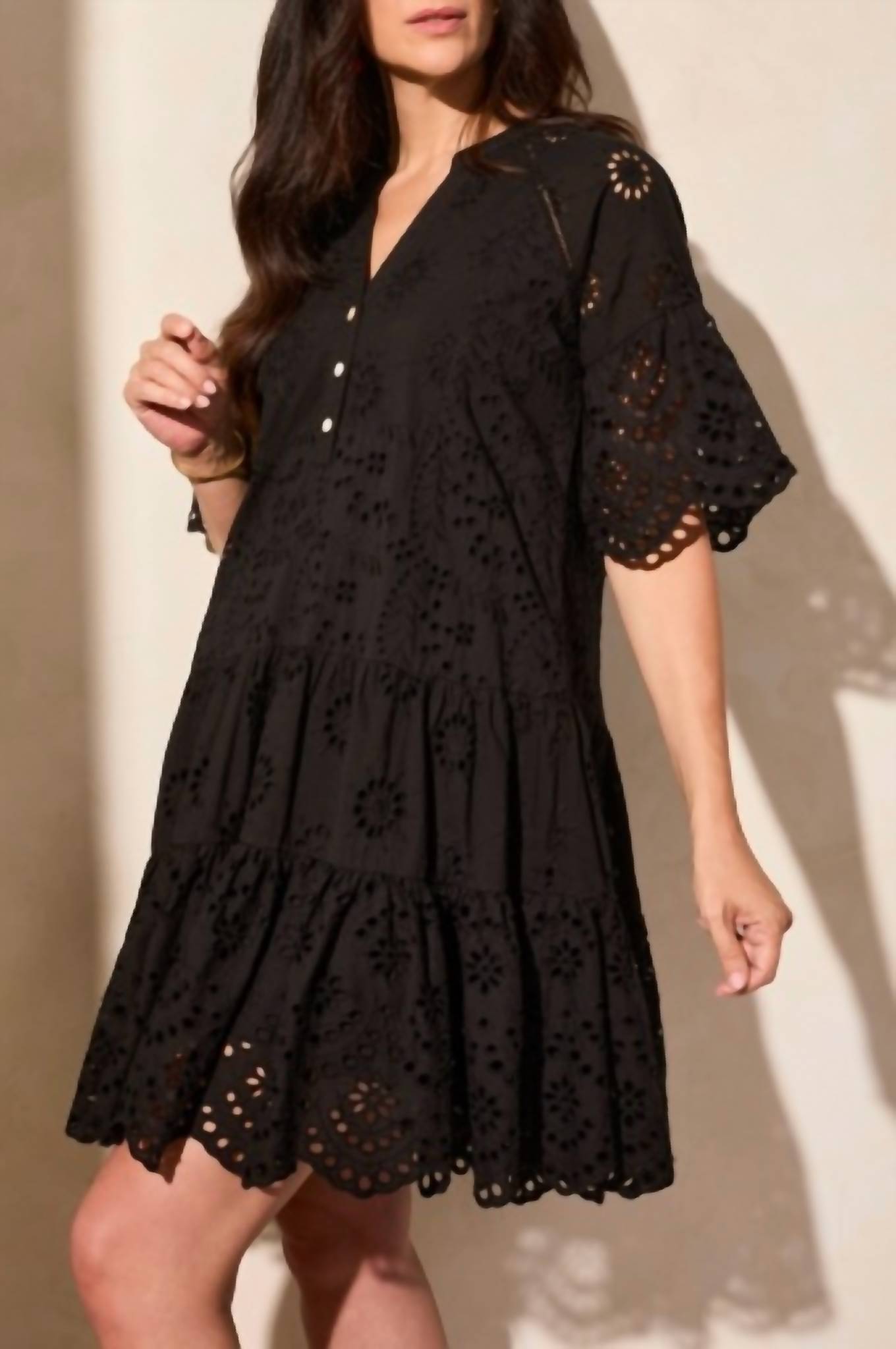 Tribal - Mixed Pattern Eyelet Dress