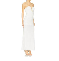 BARDOT Elvira Strapless Maxi Dress in white - women's dress - detail view