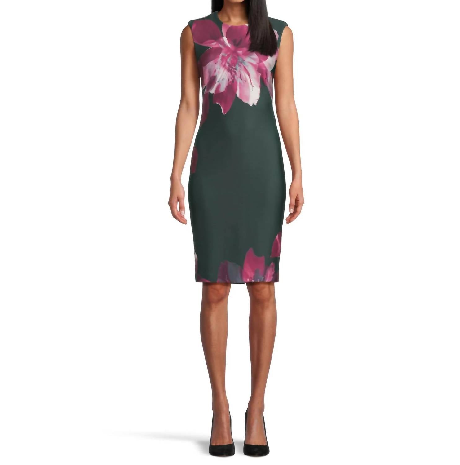 Calvin Klein - Cal Sleeve Floral Sheath Dress